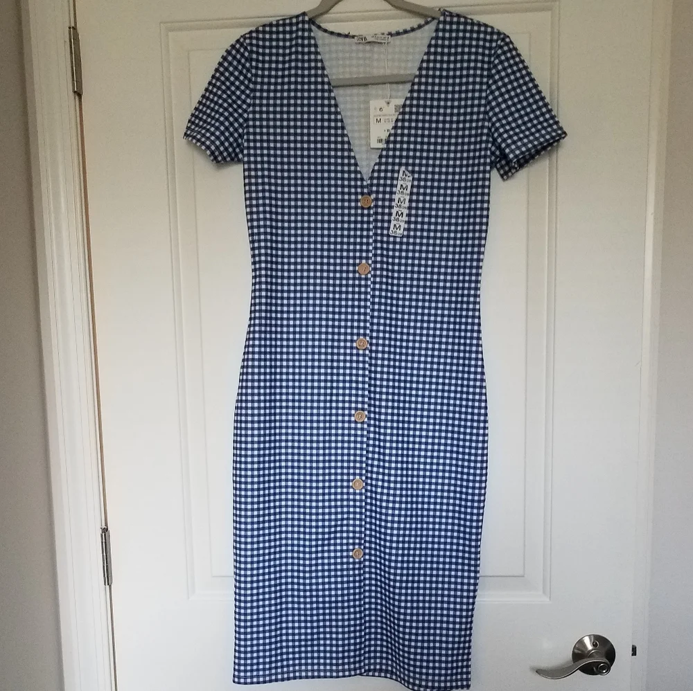 Nwt ZARA Vintage Style Button Down Dress - Picture 4 of 4